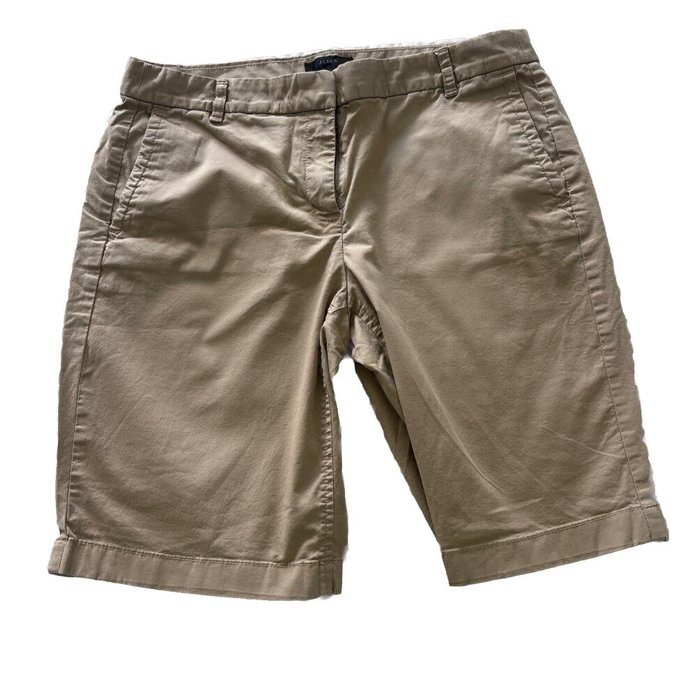 J. Crew Bermuda Chino Shorts Women's Size 4 Tan 10" Inseam Classic Preppy
